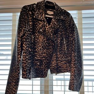 Molly Bracken Medium faux leather/woven leopard jacket with polyester lining